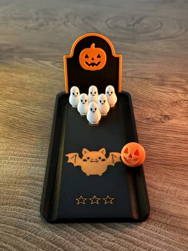 Bling On Halloween ghost bowling pins with pumpkin bowling ball