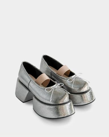 Silver Mosaic Chunky Namak-Platform Ballerinas