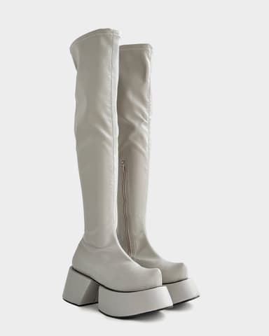 Grey Chunky Namak-Platform Tall Boots
