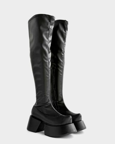 Black Chunky Namak-Platform Tall Boots