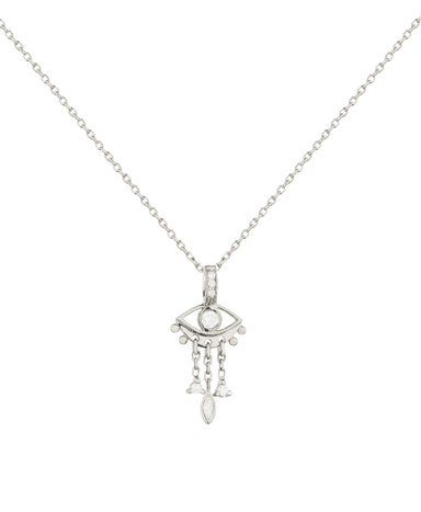 Small diamond eye & dangling details necklace