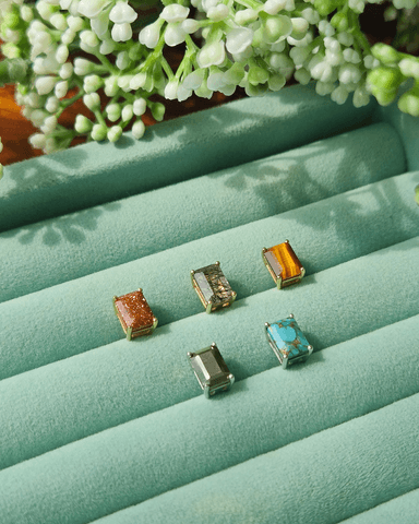Natural Gemstones Octagon Earring, birthstone 7x octagon earrings cover, Colors by Love