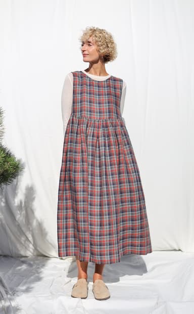 Sleeveless plaid linen smock dress SCOTLAND | Dress | Sustainable clothing | OffOn clothing