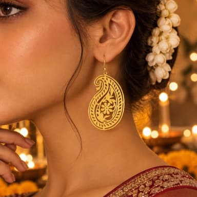 Brass Paisley Motif Earring