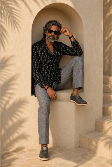 SEMP IKAT WRAP SHIRT BLACK