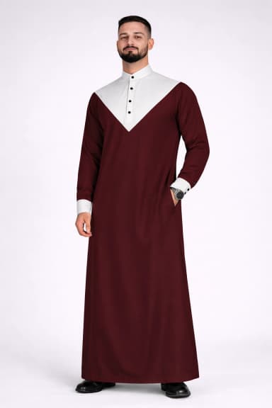 Abdullah Men's Ramadan Eid Thobe - Purple White