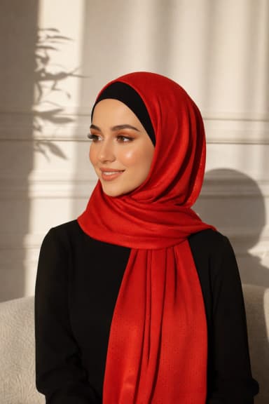 Red Polka Knit Hijab