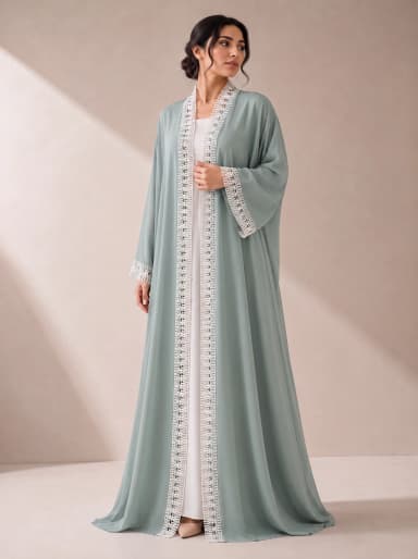 Sage Breeze Summer Lace Abaya