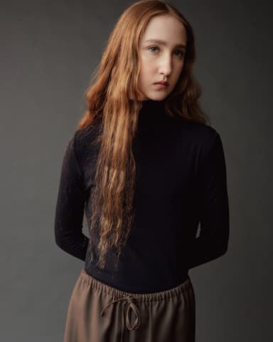 ROLL NECK JERSEY TOP - DARK NAVY
