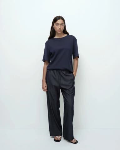 DENIM DRAWSTRING PANTS - DENIM