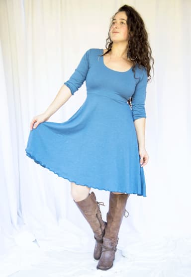 Stretch Hemp 3/4 Sleeve Blossom Dress