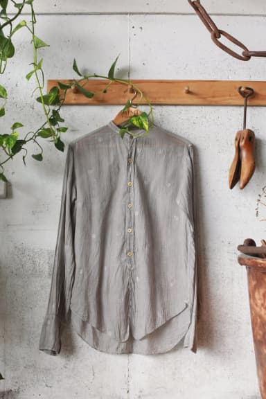 Handwoven Cotton Antique Button Shirt, Grey