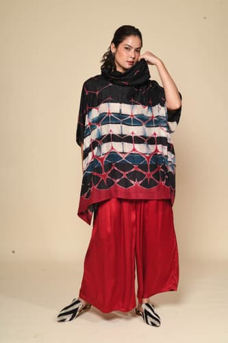 Itajime Silk Cowl Neck Poncho | nadir