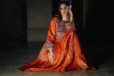 Silky Banaras Mirrorwork Dress